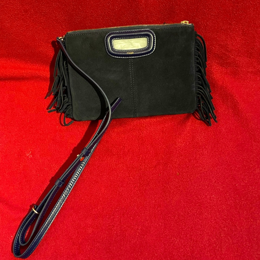 Maje Suede Fringe Crossbody Bag